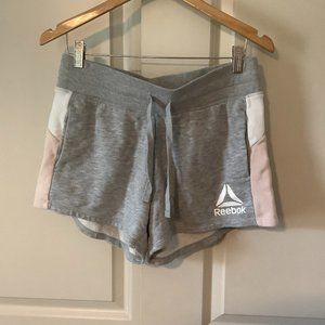 Gray and pink cotton blend shorts Reebok Women's Size Medium drawstring